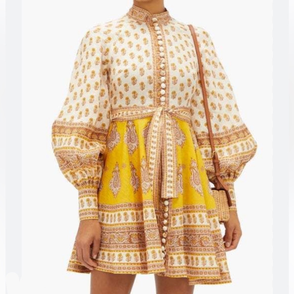 Zimmermann Bonita Paisley-print Linen Mini Dress size 2